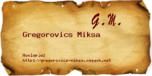 Gregorovics Miksa névjegykártya